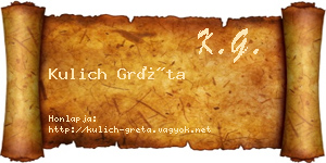 Kulich Gréta névjegykártya
